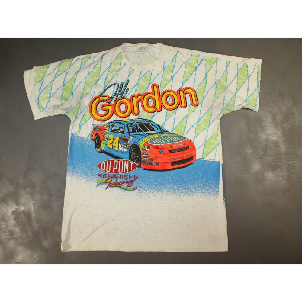 Vintage Jeff Gordon Dupont All Over Print AOP 1995 NASCAR T-Shirt Large